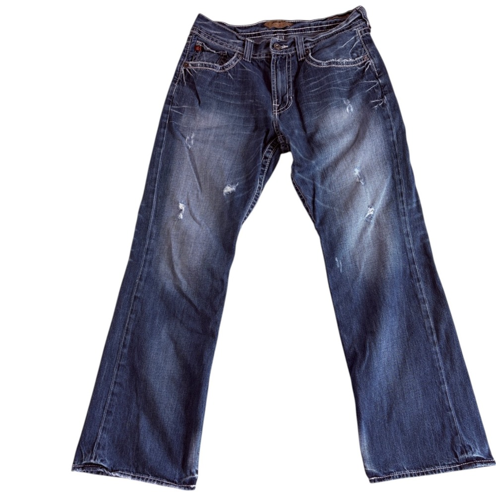 Big Star‎ Voyager Jeans Mens 34 Blue Denim Relaxed Fit Straight Leg Distressed